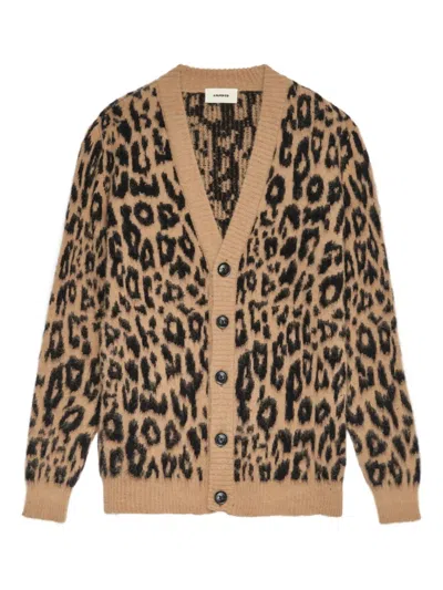 A Paper Kid Leopard Print Cardigan In Neutral