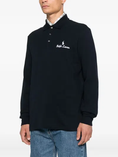 Polo Ralph Lauren Long-sleeve Logo-detail Polo Shirt In Blue
