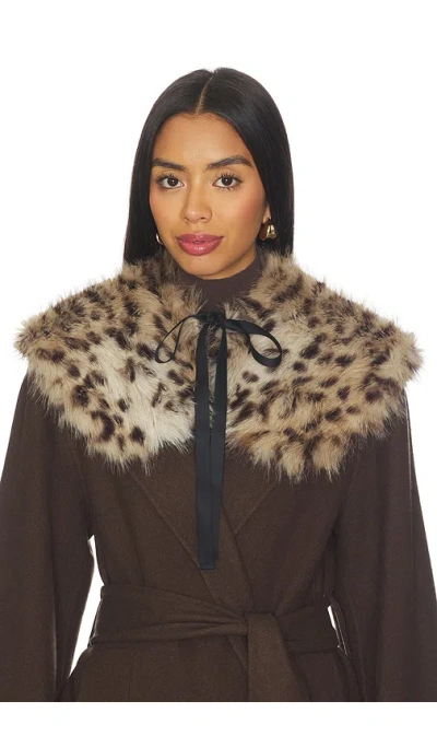 Aknvas Lynx Faux Fur Collar In Animal Print