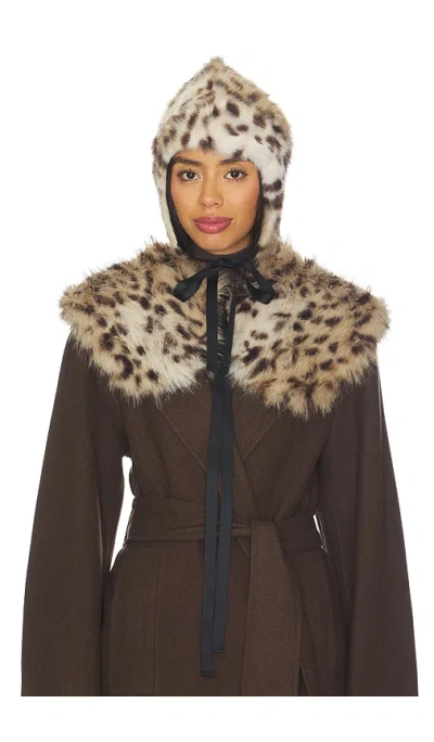 Aknvas Lynx Faux Fur Collar In Animal Print