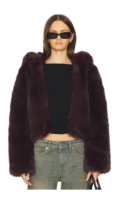 Free People Louder Please Hooded Faux Fur Jacket In Purple