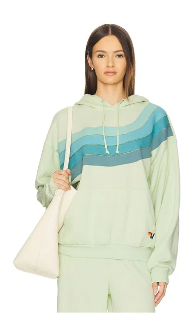 Aviator Nation Wave Stripe 4 Relaxed Pullover Hoodie In Green