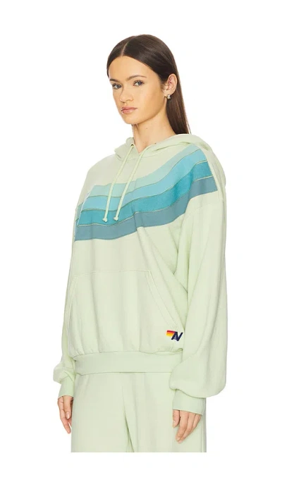 Aviator Nation Wave Stripe 4 Relaxed Pullover Hoodie In Green