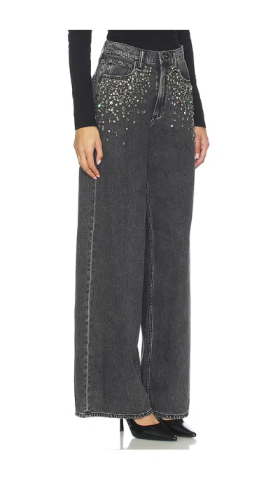 Rag & Bone Featherweight Sofie Embellished High Waist Wide Leg Jeans In Black