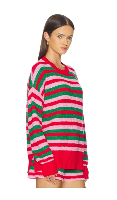 Beach Riot Callie Sweater In Ruby Stripe In Multi