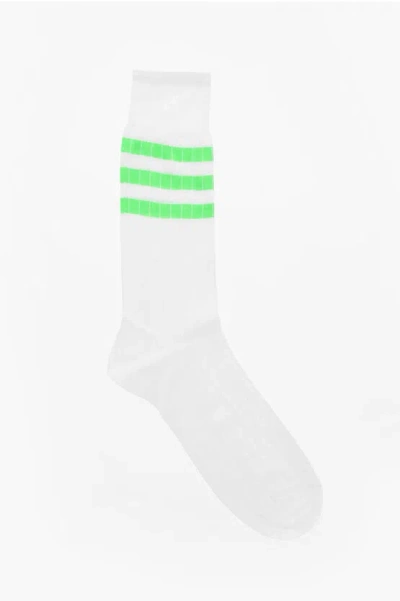 Andrea Mariani Ribbed Cotton And Nylon Long Socks In White