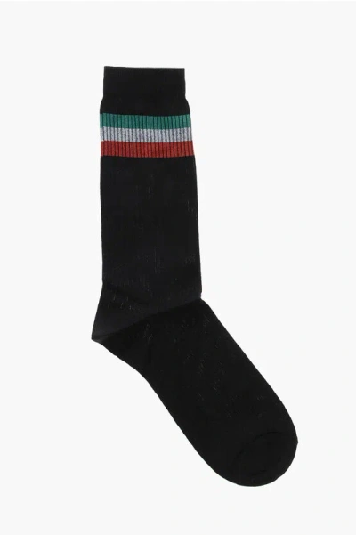 Andrea Mariani Ton On Ton Checked Long Socks In Black