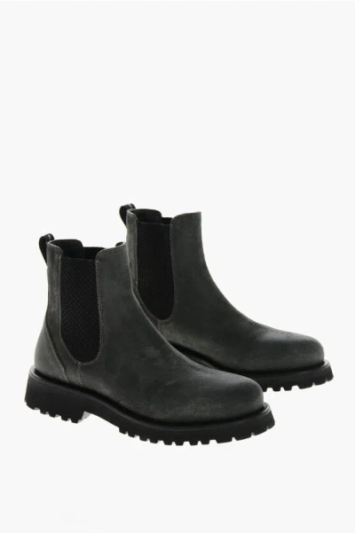 Woolrich Suede Chelsea Booties With Carrion Sole In Black
