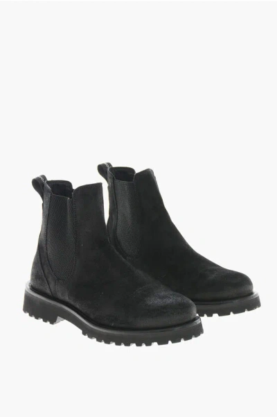Woolrich Suede Chelsea Booties With Carrion Sole In Black