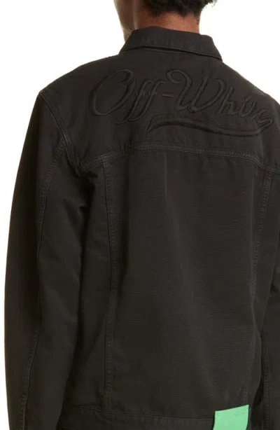 Off-white Off White Canvas Jacket With Logo Embroidery In Black