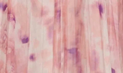 Maje Asymmetric Pleated Printed Satin Midi Skirt In Pink