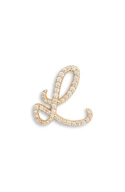 Lana 14k Gold Diamond Cursive Initial Stud Earring In Gold