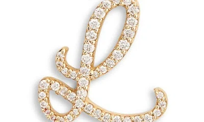 Lana 14k Gold Diamond Cursive Initial Stud Earring In Gold