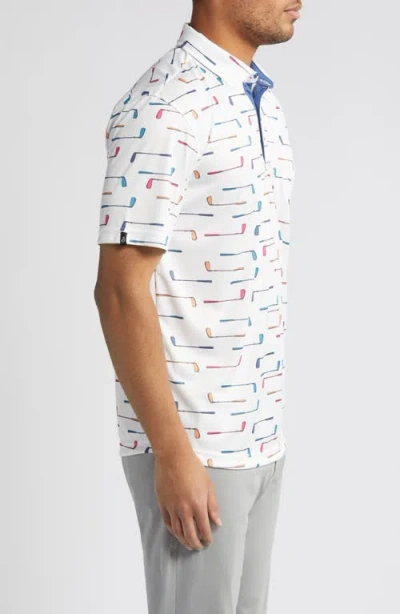 Swannies Golf Club Print Golf Polo In White