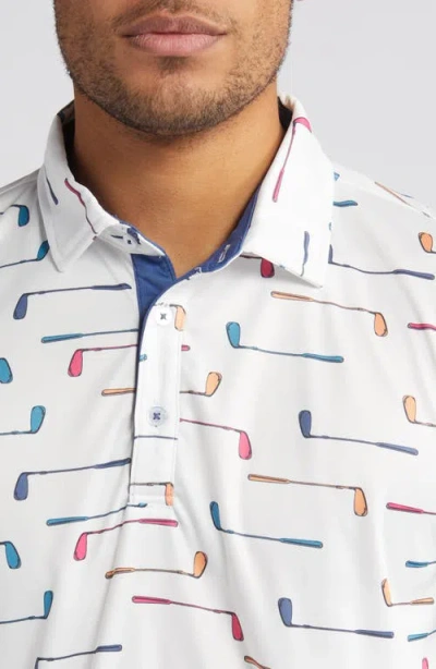 Swannies Golf Club Print Golf Polo In White