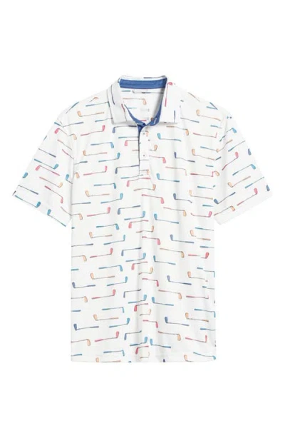 Swannies Golf Club Print Golf Polo In White