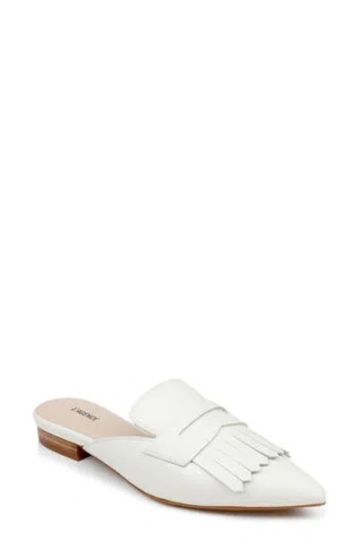 L'agence Barbe Ii Pointed Toe Kiltie Fringe Loafer Mule In White
