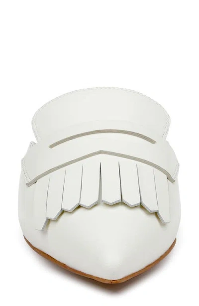 L'agence Barbe Ii Pointed Toe Kiltie Fringe Loafer Mule In White
