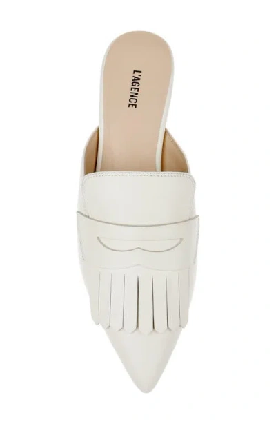 L'agence Barbe Ii Pointed Toe Kiltie Fringe Loafer Mule In White