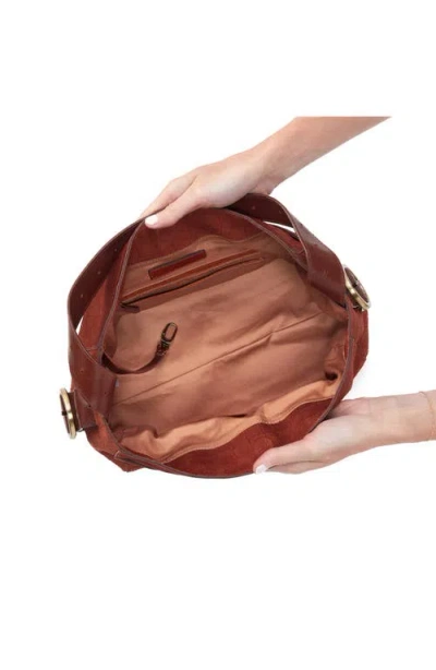 Hobo Render Croc Embossed Leather Shoulder Bag In Brown