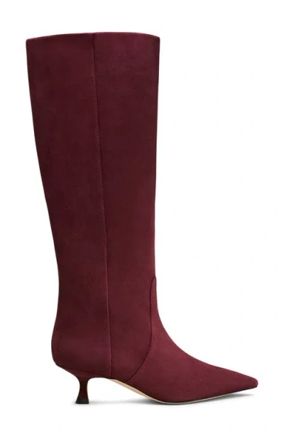 Stuart Weitzman Naomi Suede Kitten Tall Boots In Burgundy