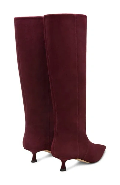 Stuart Weitzman Naomi Suede Kitten Tall Boots In Burgundy