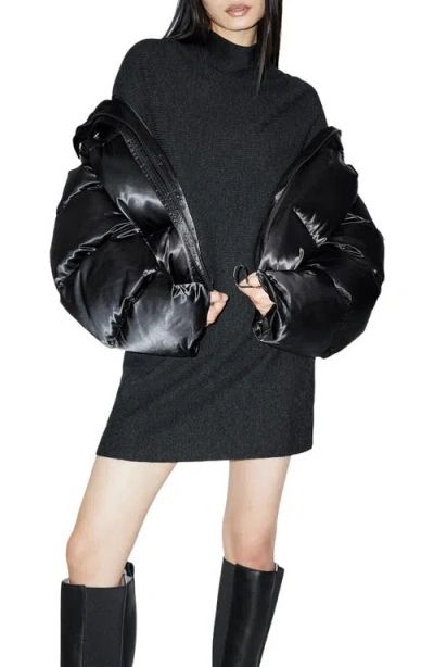 Allsaints Ridley Cowl Neck Long Sleeve Wool & Cashmere Sweater Dress In Black