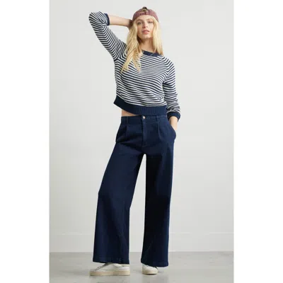 Caslon ® High Waist Pleated Wide Leg Jeans In Blue
