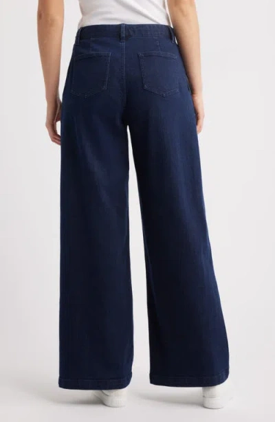 Caslon ® High Waist Pleated Wide Leg Jeans In Blue