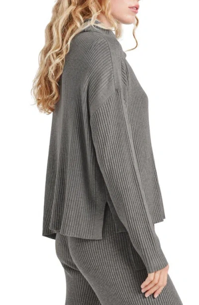 Splendid Georgie Cowl Neck Rib Sweater In Gray