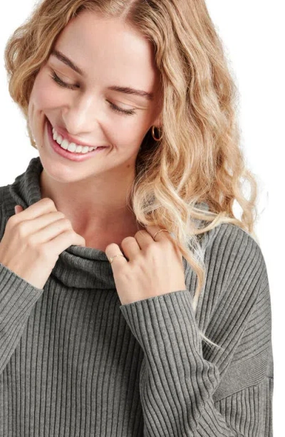 Splendid Georgie Cowl Neck Rib Sweater In Gray