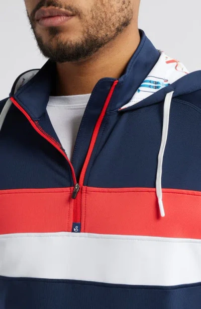 Swannies Ski Print Colorblock Half Zip Hoodie In Multi