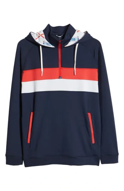 Swannies Ski Print Colorblock Half Zip Hoodie In Multi