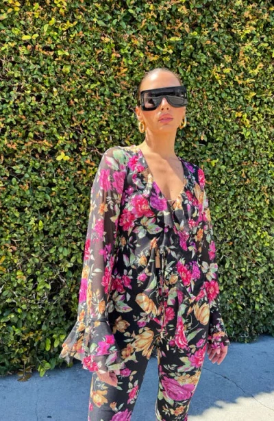 Afrm Cadence Lace-up Long Sleeve Top In Black