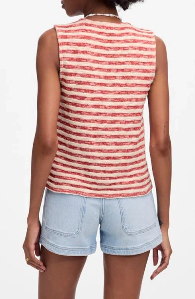 Madewell Stripe Crewneck Sweater Vest In Red