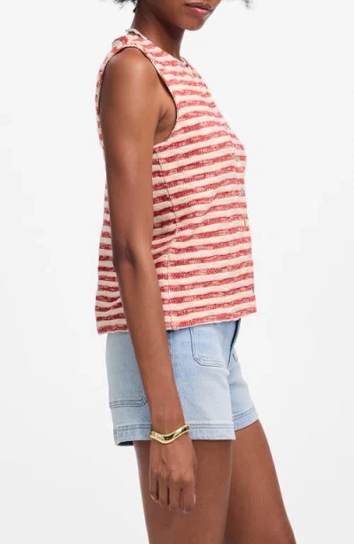 Madewell Stripe Crewneck Sweater Vest In Red