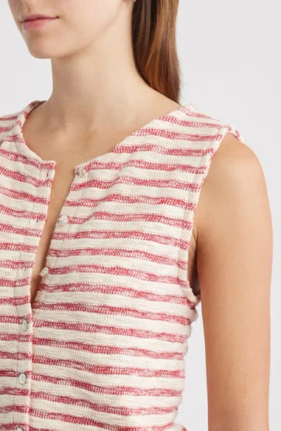 Madewell Stripe Crewneck Sweater Vest In Red