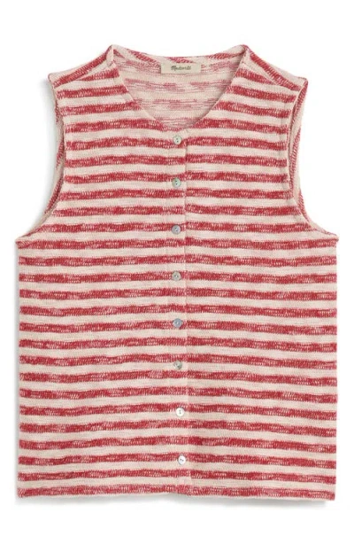 Madewell Stripe Crewneck Sweater Vest In Red