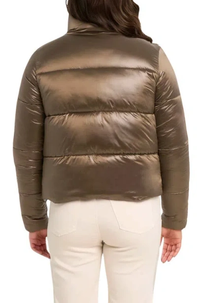 Noize Coco-el Water Resistant Crop Puffer Jacket In Brown