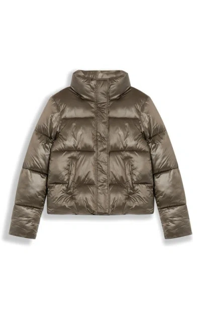 Noize Coco-el Water Resistant Crop Puffer Jacket In Brown