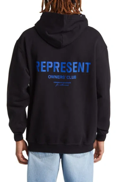 Represent Owners' Club-print Cotton Hoodie In Blue