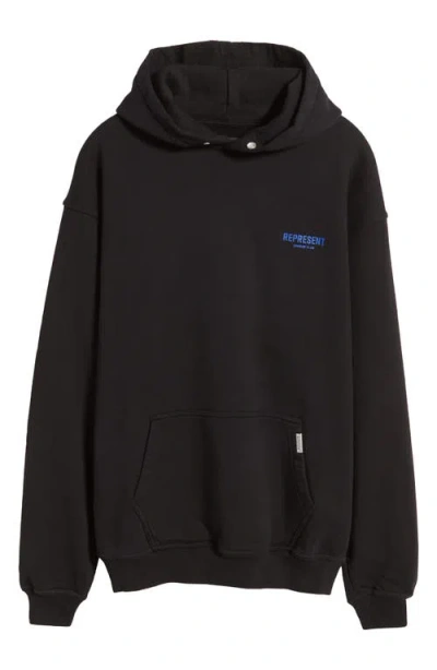 Represent Owners' Club-print Cotton Hoodie In Blue