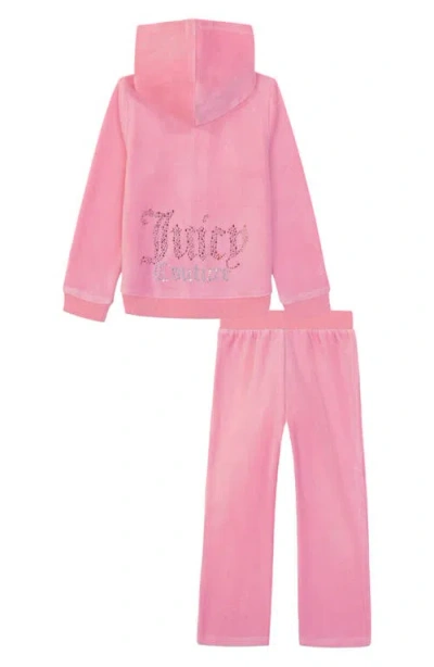 Juicy Couture Girls' Velour Hoodie & Jogger Pants Set - Big Kid In Pink