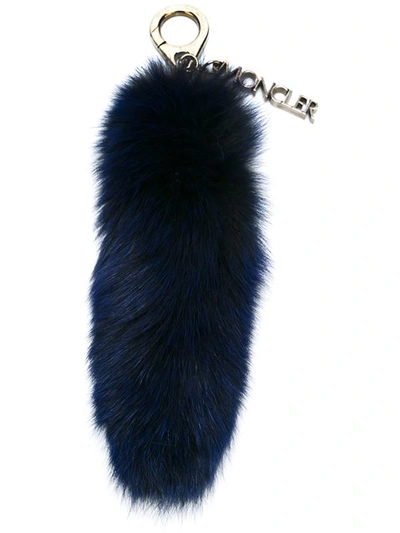 Moncler Rabbit Fur Bag Charm In Blue