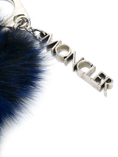 Shop Moncler Rabbit Fur Bag Charm In Blue