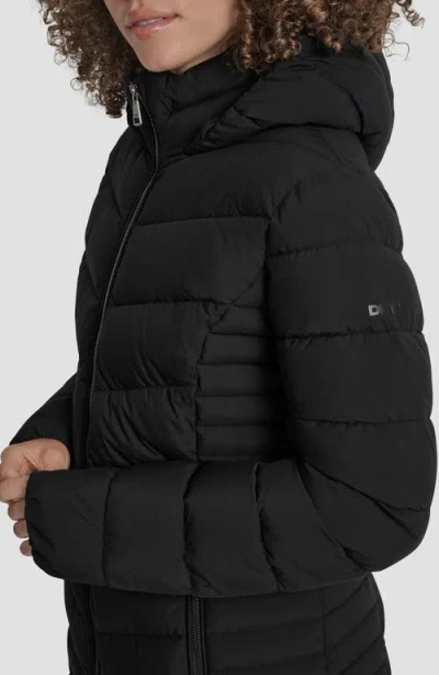 Dkny Cire Packable Hooded Puffer Jacket In Black