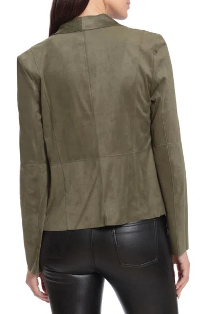 Bagatelle Womens Faux Suede Drape Jacket In Green
