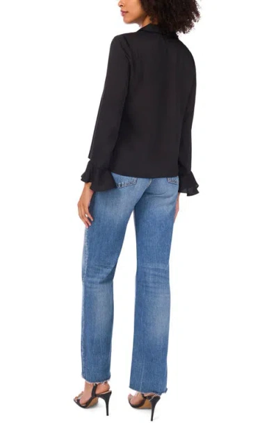 1.state Button Front Long Sleeve Top In Black