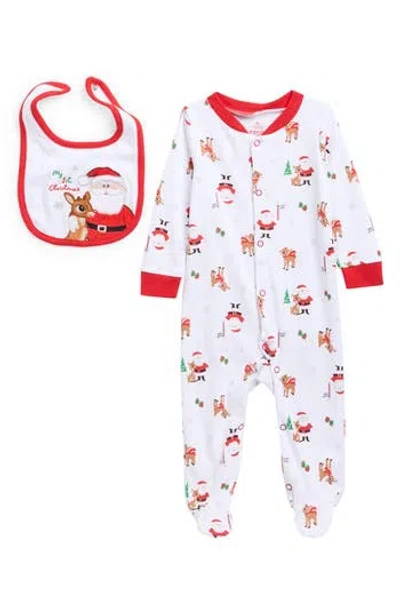 Baby Starters My First Christmas Bib & Footie Set In White
