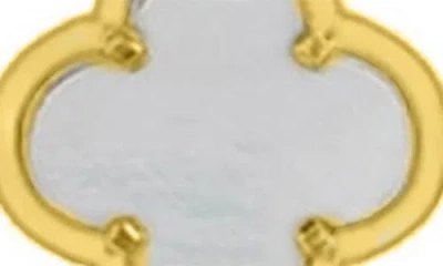 Adornia Set Of 2 Mother-of-pearl Clover Stud Earrings In Gold